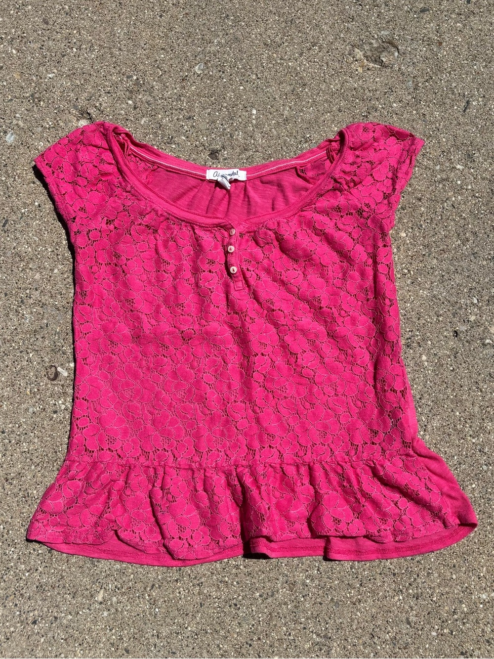 Aeropostale Hot Pink Lace Peplum Top
